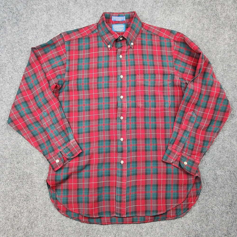 Pendleton Wool Shirt Mens Medium Red‎ Hunting Stewart Tartan Plaid Button Down